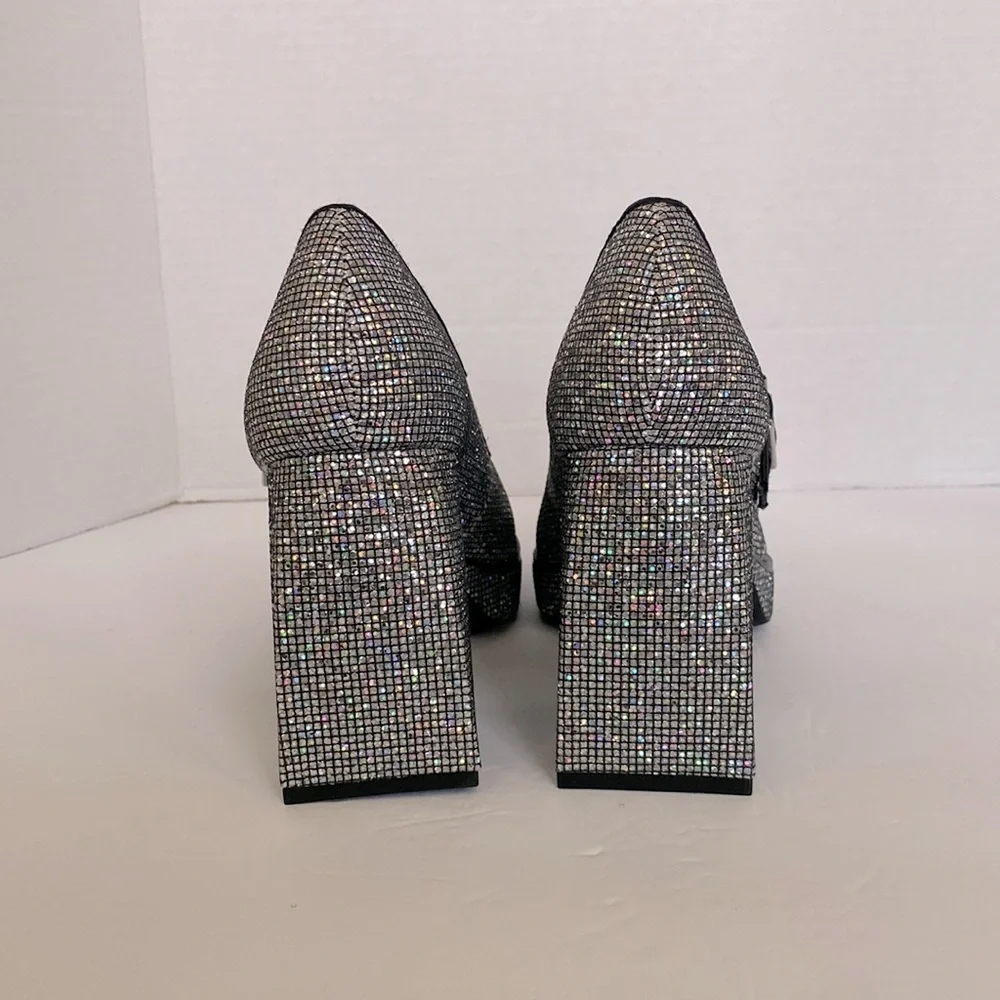 Gianni Bini GB Night Glitter Sparkly Disco Ball Platform Mary Jane Pumps Size 8 - Picture 4 of 7